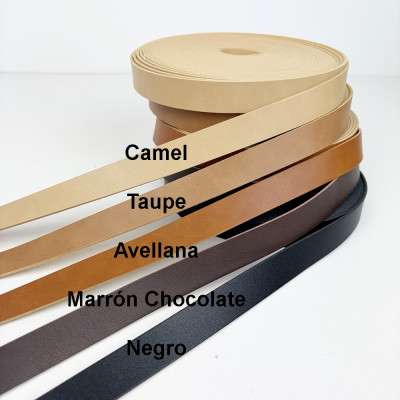 Cinta piel sintética de 2cm en colores variados. Venta por metros 2